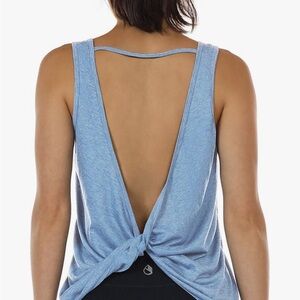 Blue Open Back Tank Top